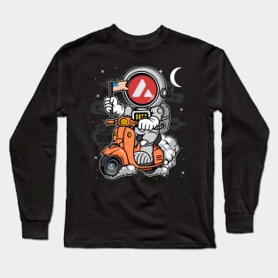 Astronaut Scooter Avalanche AVAX Coin To The Moon Crypto Token Cryptocurrency Blockchain Wallet Birthday Gift For Men Women Kids Long Sleeve T-Shirt